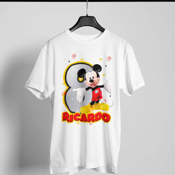 Kírsam Playera Blanca Personalizada Cumpleaños Mickey