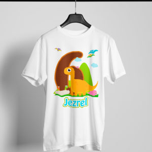 Kírsam Playera Blanca Personalizada Cumpleaños Dinosaurio