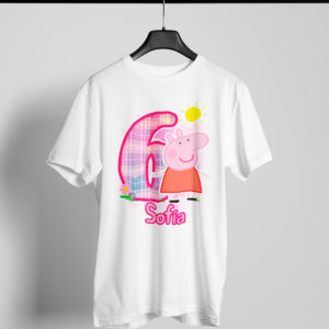 Kírsam Playera Blanca Personalizada Cumpleaños Peppa