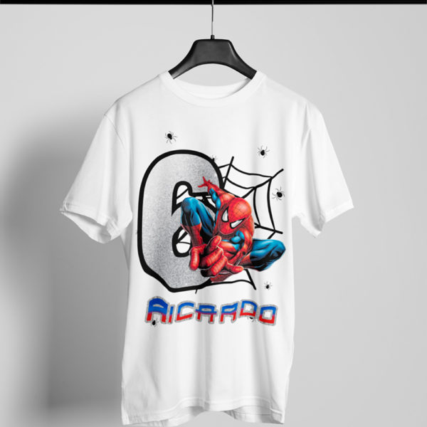 Kírsam Playera Blanca Personalizada Cumpleaños Spiderman