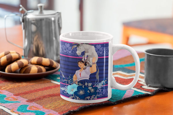 Kírsam Taza Blanca Personalizada Encanto Luisa burro galletas leche