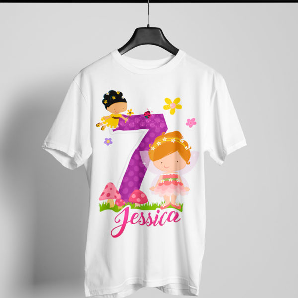 Kírsam Playera Blanca Personalizada Cumpleaños Hadas