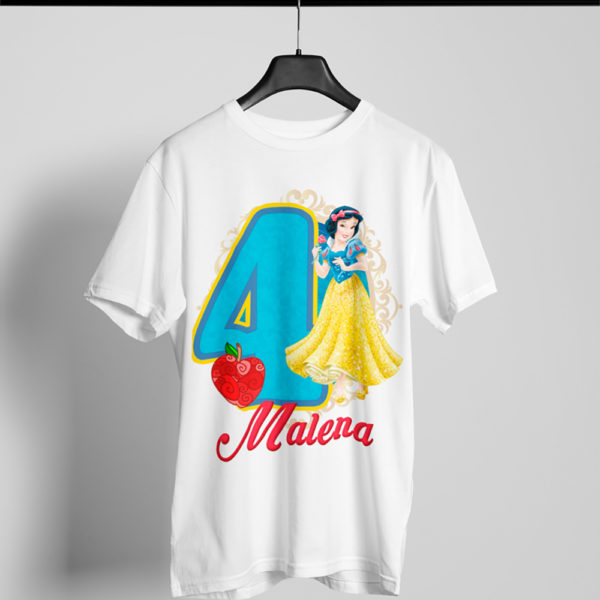 Kírsam Playera Blanca Personalizada Cumpleaños Blanca Nieves