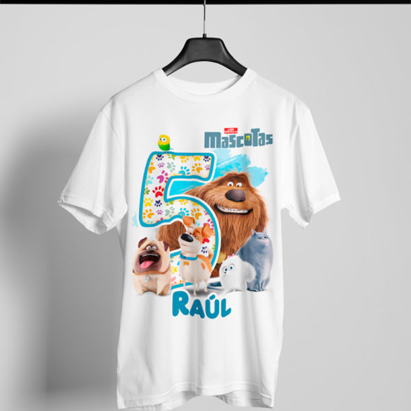 Kírsam Playera Blanca Personalizada Cumpleaños Mascotas