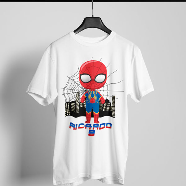 Kírsam Playera Blanca Personalizada Cumpleaños Spiderman baby