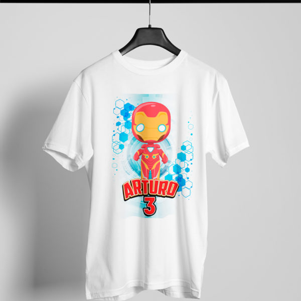 Kírsam Playera Blanca Personalizada Cumpleaños Ironman baby