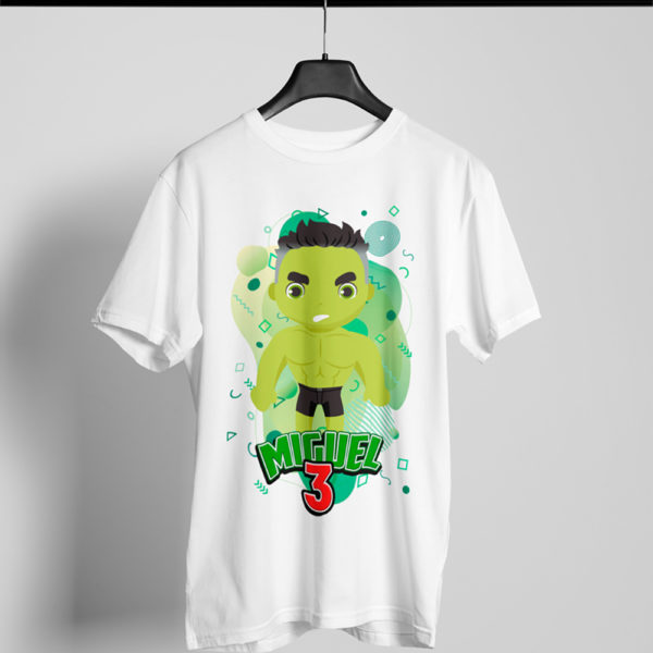 Kírsam Playera Blanca Personalizada Cumpleaños Hulk baby